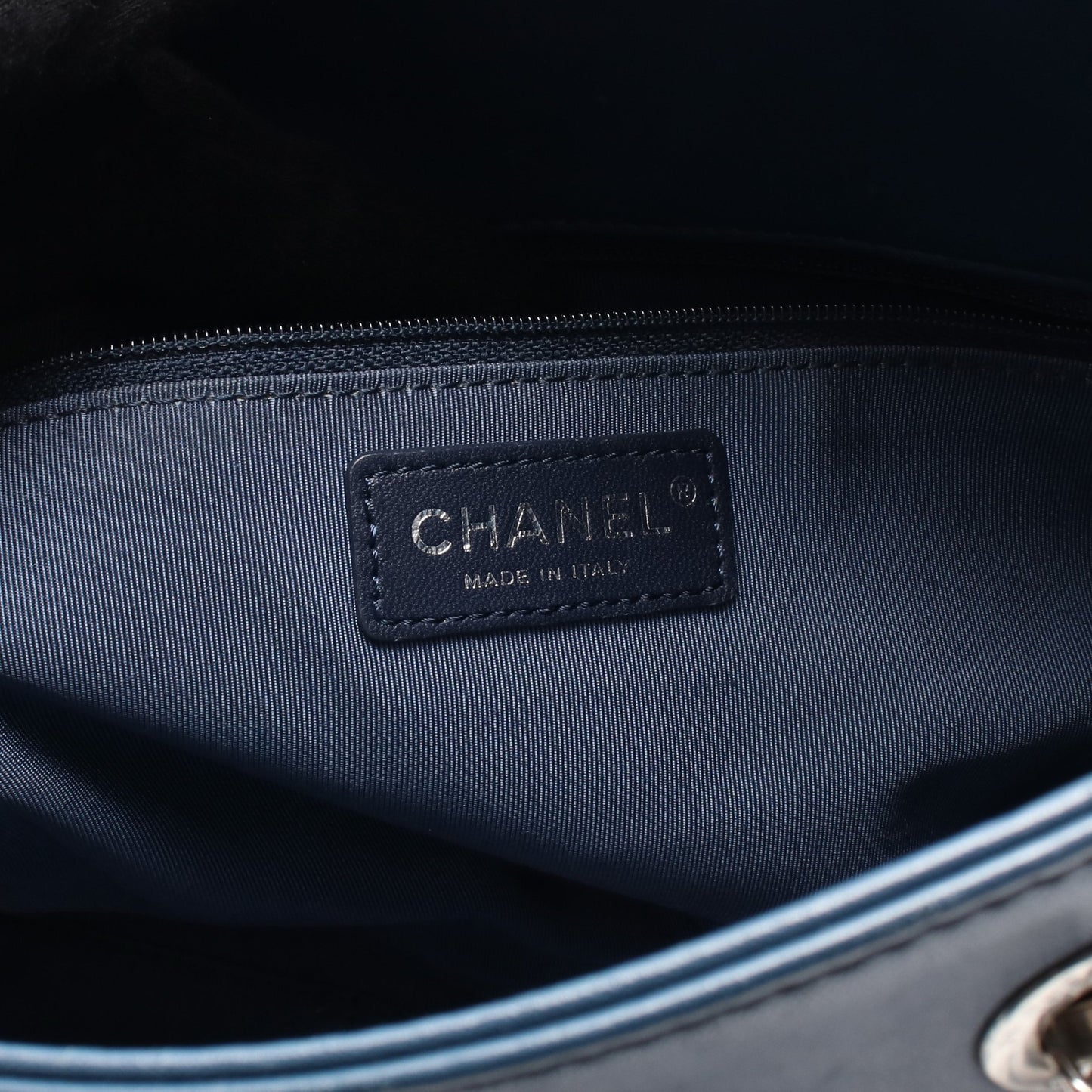 マトラッセ チェーンショルダーバッグ チェーントートバッグ ラムスキン ブルー シルバー金具 シャネル バッグ CHANEL