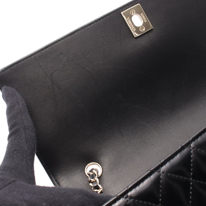 マトラッセ チェーンショルダーバッグ エナメルレザー ブラック ゴールド金具 シャネル バッグ CHANEL
