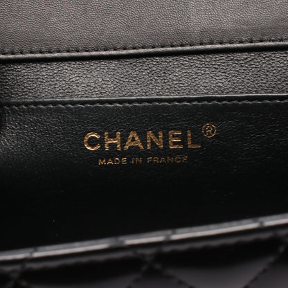 マトラッセ チェーンショルダーバッグ エナメルレザー ブラック ゴールド金具 シャネル バッグ CHANEL