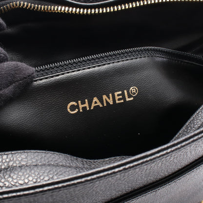 トリプルココマーク チェーンショルダーバッグ キャビアスキン ブラック ゴールド金具 シャネル バッグ CHANEL