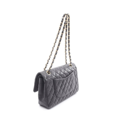 マトラッセ Wフラップ Wチェーンショルダーバッグ キャビアスキン ブラック ゴールド金具 シャネル バッグ CHANEL