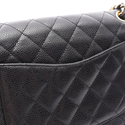 マトラッセ Wフラップ Wチェーンショルダーバッグ キャビアスキン ブラック ゴールド金具 シャネル バッグ CHANEL