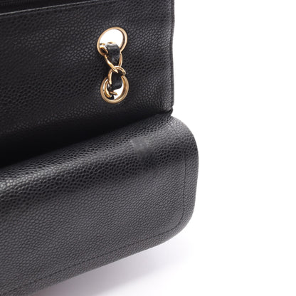 マトラッセ Wフラップ Wチェーンショルダーバッグ キャビアスキン ブラック ゴールド金具 シャネル バッグ CHANEL