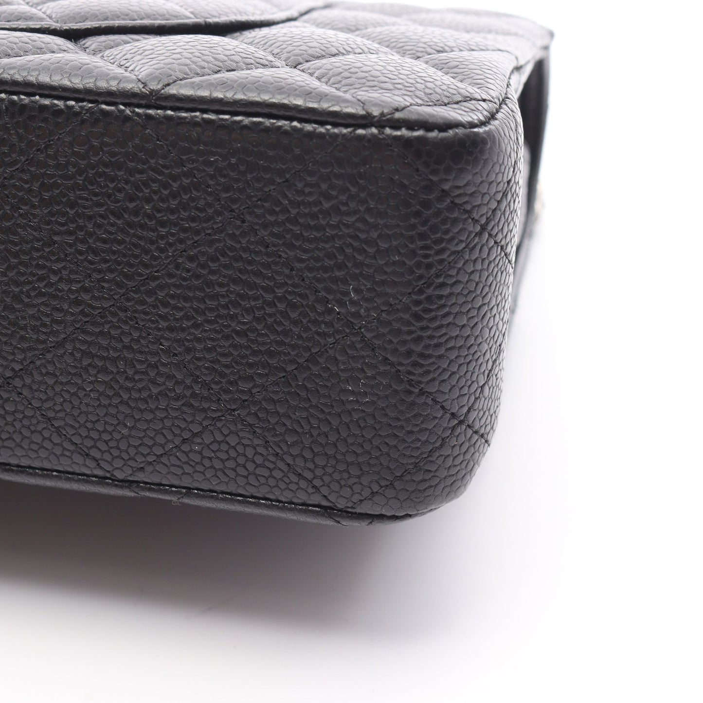 マトラッセ Wフラップ Wチェーンショルダーバッグ キャビアスキン ブラック シルバー金具 シャネル バッグ CHANEL