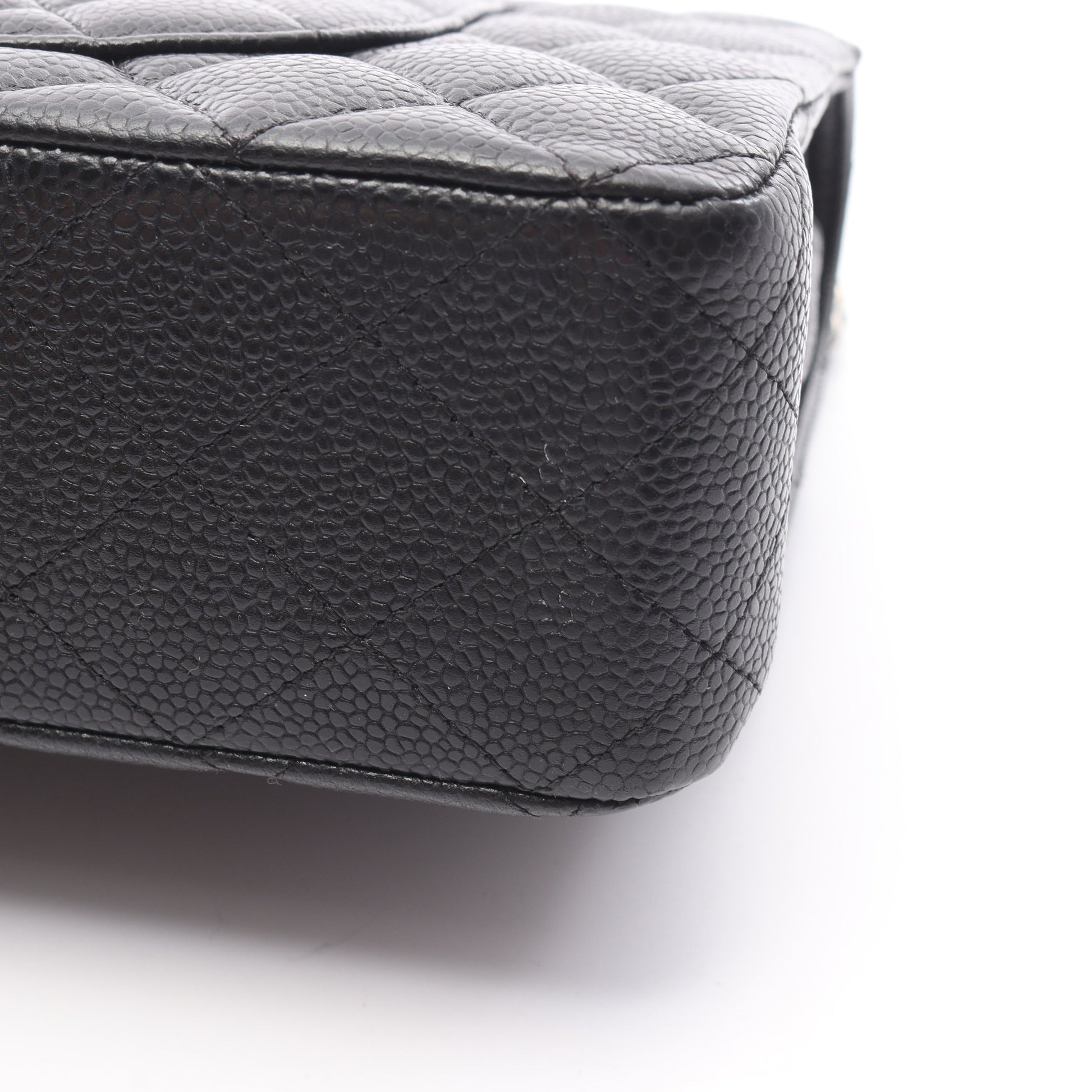 マトラッセ Wフラップ Wチェーンショルダーバッグ キャビアスキン ブラック シルバー金具 シャネル バッグ CHANEL