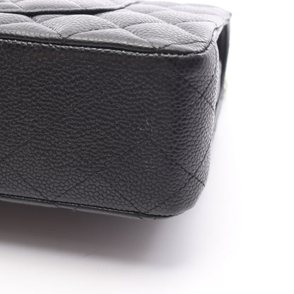 マトラッセ Wフラップ Wチェーンショルダーバッグ キャビアスキン ブラック シルバー金具 シャネル バッグ CHANEL
