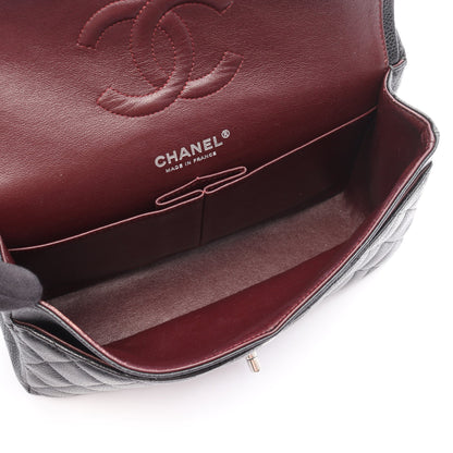 マトラッセ Wフラップ Wチェーンショルダーバッグ キャビアスキン ブラック シルバー金具 シャネル バッグ CHANEL
