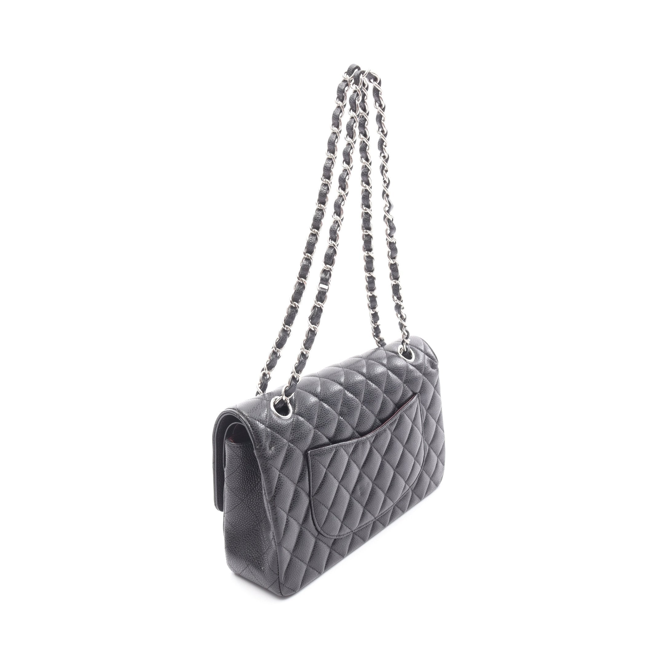 マトラッセ Wフラップ Wチェーンショルダーバッグ キャビアスキン