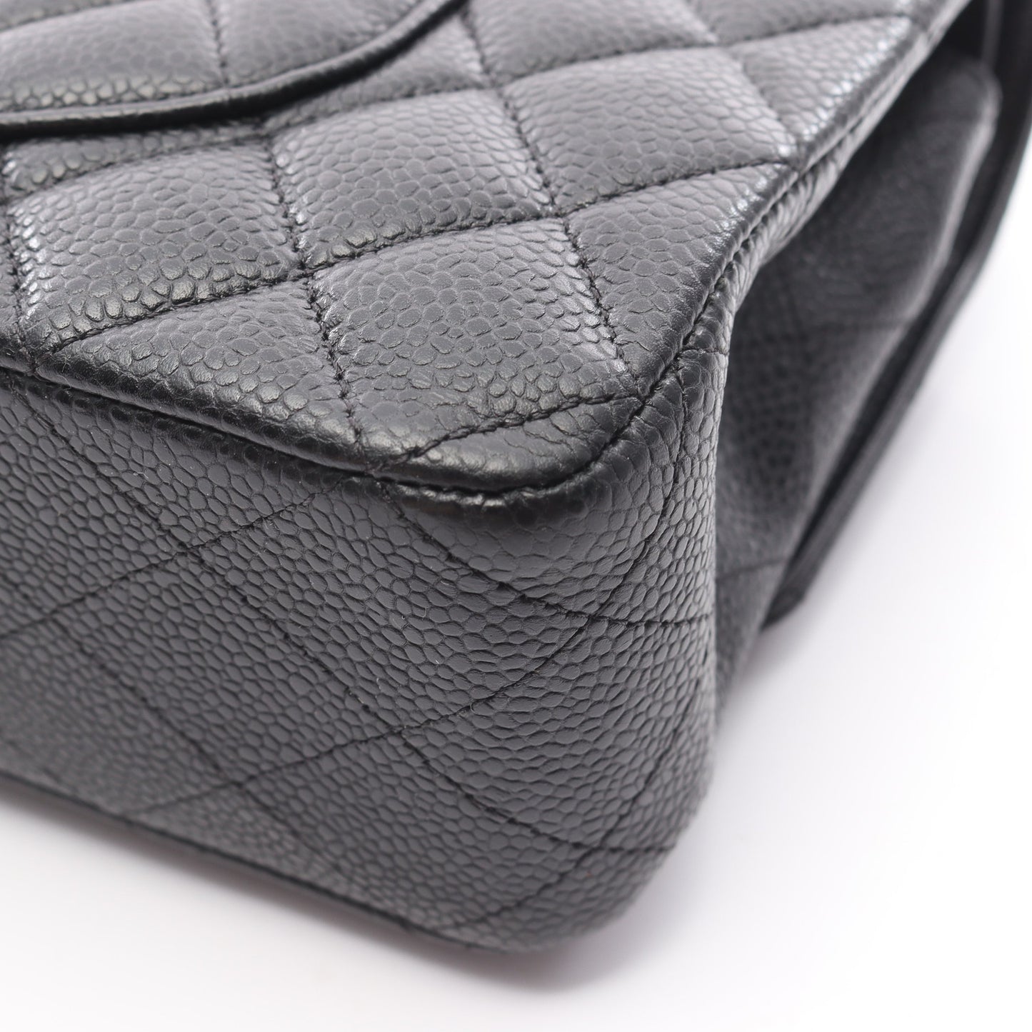 マトラッセ Wフラップ Wチェーンショルダーバッグ キャビアスキン ブラック シルバー金具 シャネル バッグ CHANEL