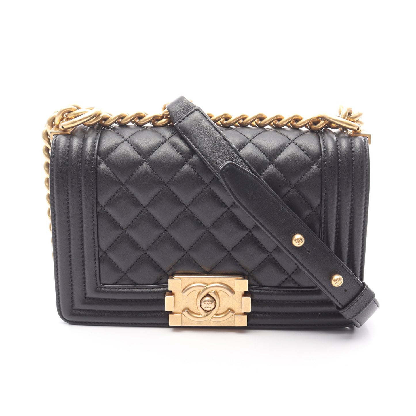 ボーイシャネル スモール チェーンショルダーバッグ ラムスキン ブラック ゴールド金具 シャネル バッグ CHANEL