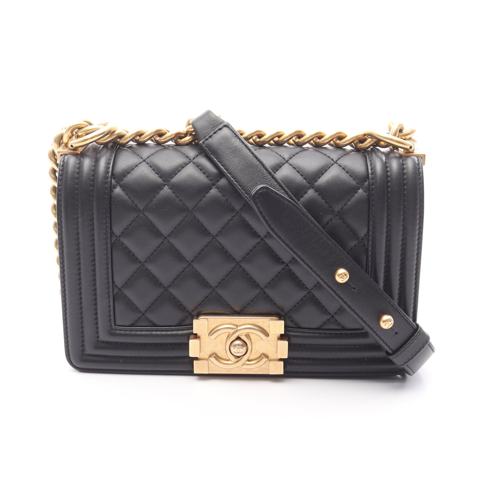 ボーイシャネル スモール チェーンショルダーバッグ ラムスキン ブラック ゴールド金具 シャネル バッグ CHANEL