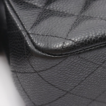 マトラッセ Wフラップ Wチェーンショルダーバッグ キャビアスキン ブラック シルバー金具 シャネル バッグ CHANEL