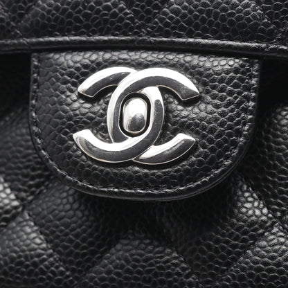 マトラッセ Wフラップ Wチェーンショルダーバッグ キャビアスキン ブラック シルバー金具 シャネル バッグ CHANEL