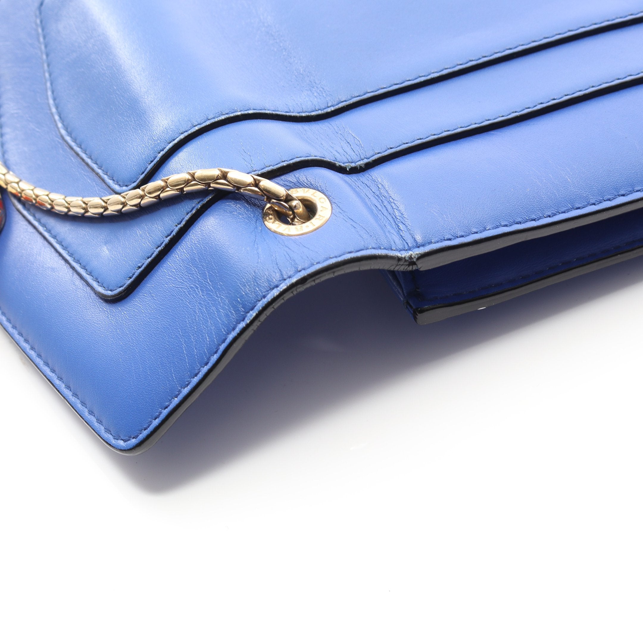 セルペンティ フォーエバー チェーンショルダーバッグ レザー ブルー