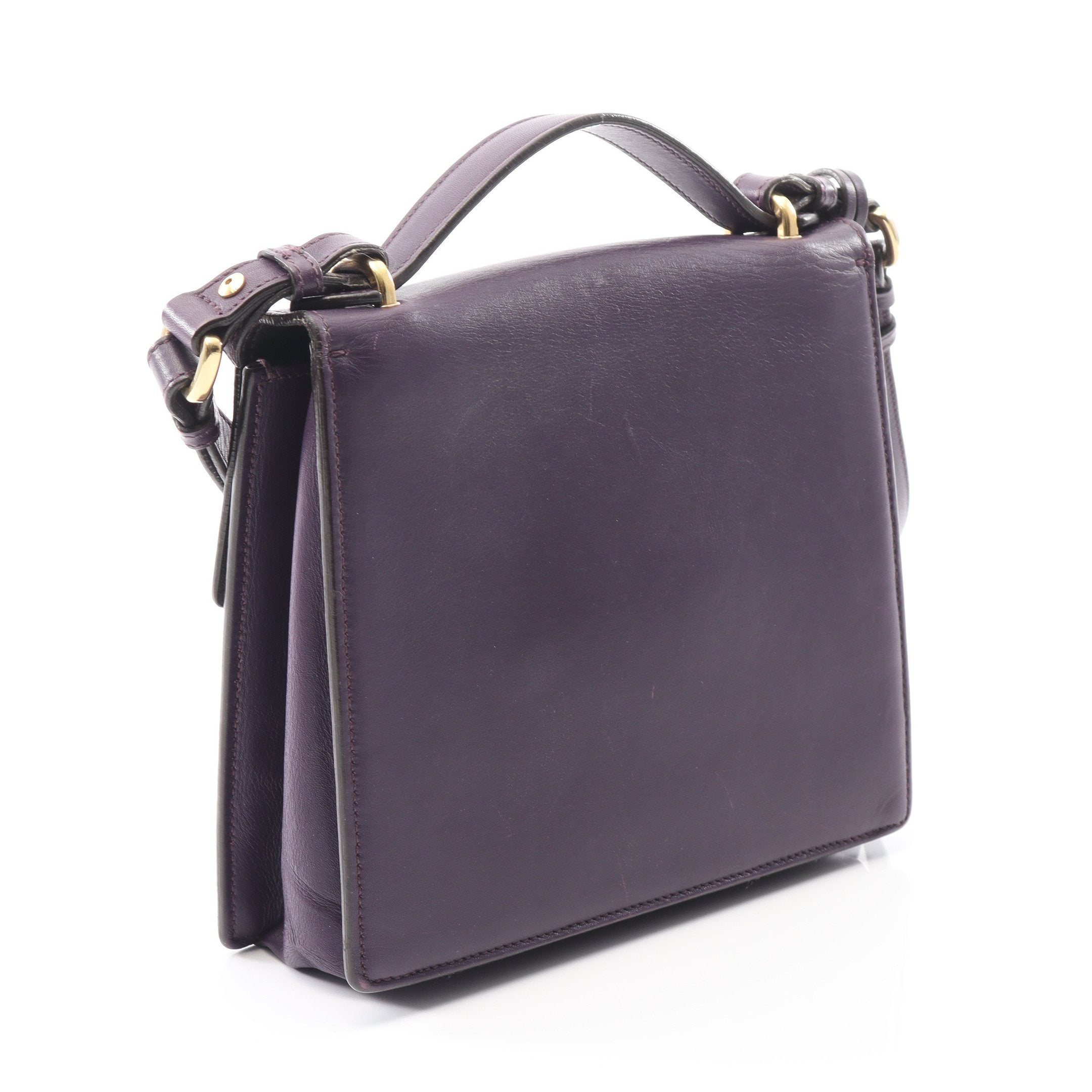 ガンチーニ ショルダーバッグ レザー パープル 2WAY サルヴァトーレ