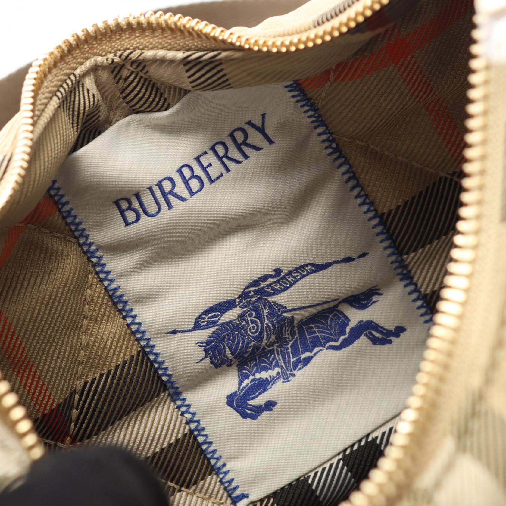 BURBERRY ホースロゴキャンバス×レザーショルダーバック
