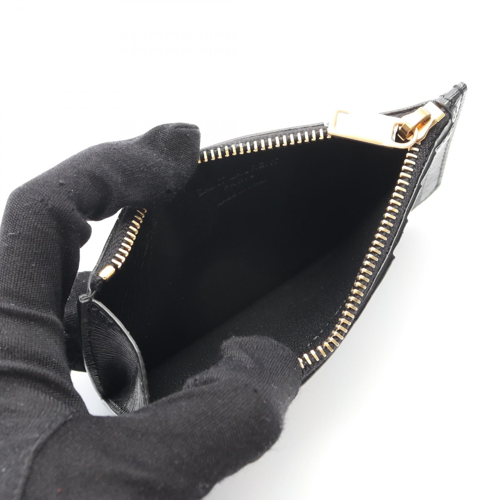 Saint Laurent サンローラン パリ フラグメント ジップカードケース(波型エンボスレザー) - ブラック - 男性