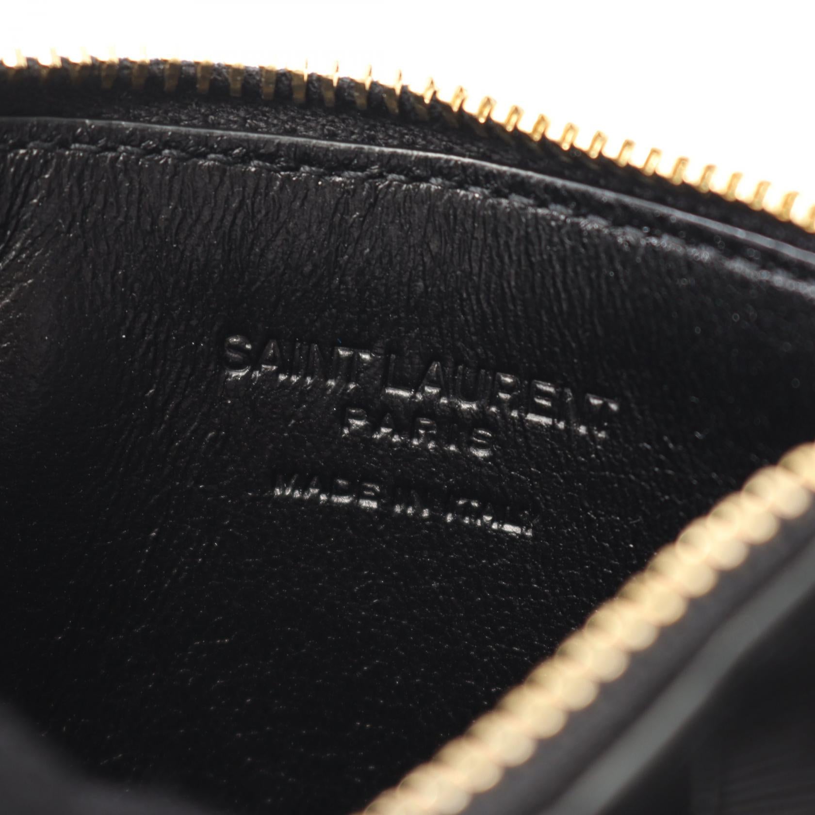 SAINT LAURENT PARIS(サンローランパリ) 札入れ美品  - 378005 黒 レザー サンローラン パリ SAINT LAURENT PARIS パスケース カードケース ID