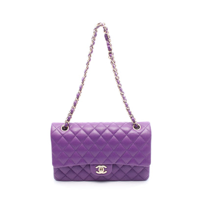 マトラッセ Wフラップ Wチェーンショルダーバッグ キャビアスキン パープル ゴールド金具 シャネル バッグ CHANEL