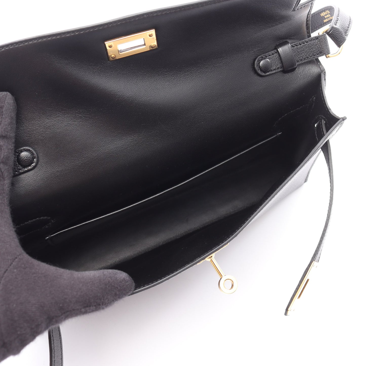ケリーエラン ショルダーバッグ シェーブルシャムキラ ブラック ゴールド金具 B刻印 エルメス バッグ HERMES
