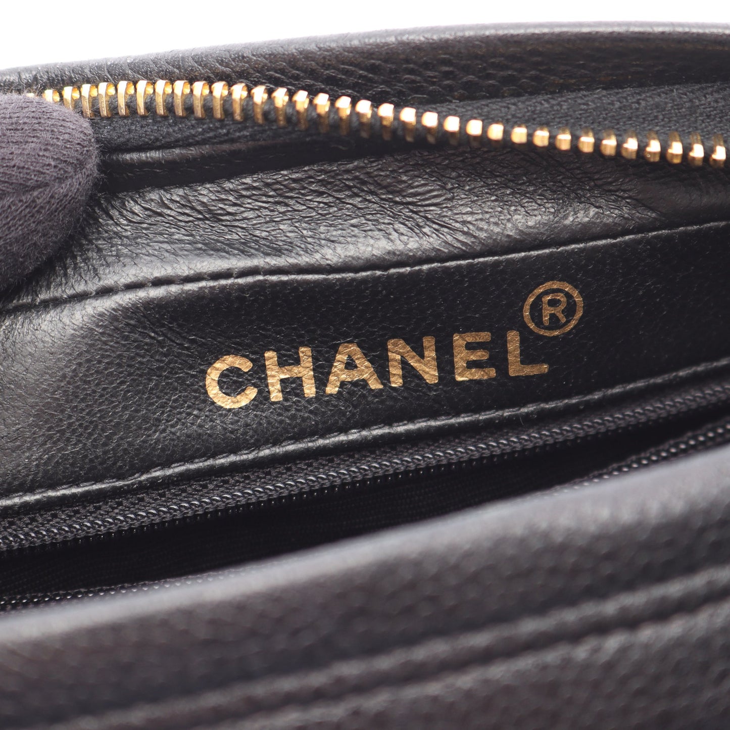 Wチェーンショルダーバッグ キャビアスキン ブラック ゴールド金具 シャネル バッグ CHANEL