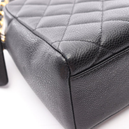 Wチェーンショルダーバッグ キャビアスキン ブラック ゴールド金具 シャネル バッグ CHANEL