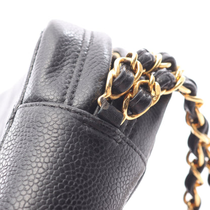 Wチェーンショルダーバッグ キャビアスキン ブラック ゴールド金具 シャネル バッグ CHANEL