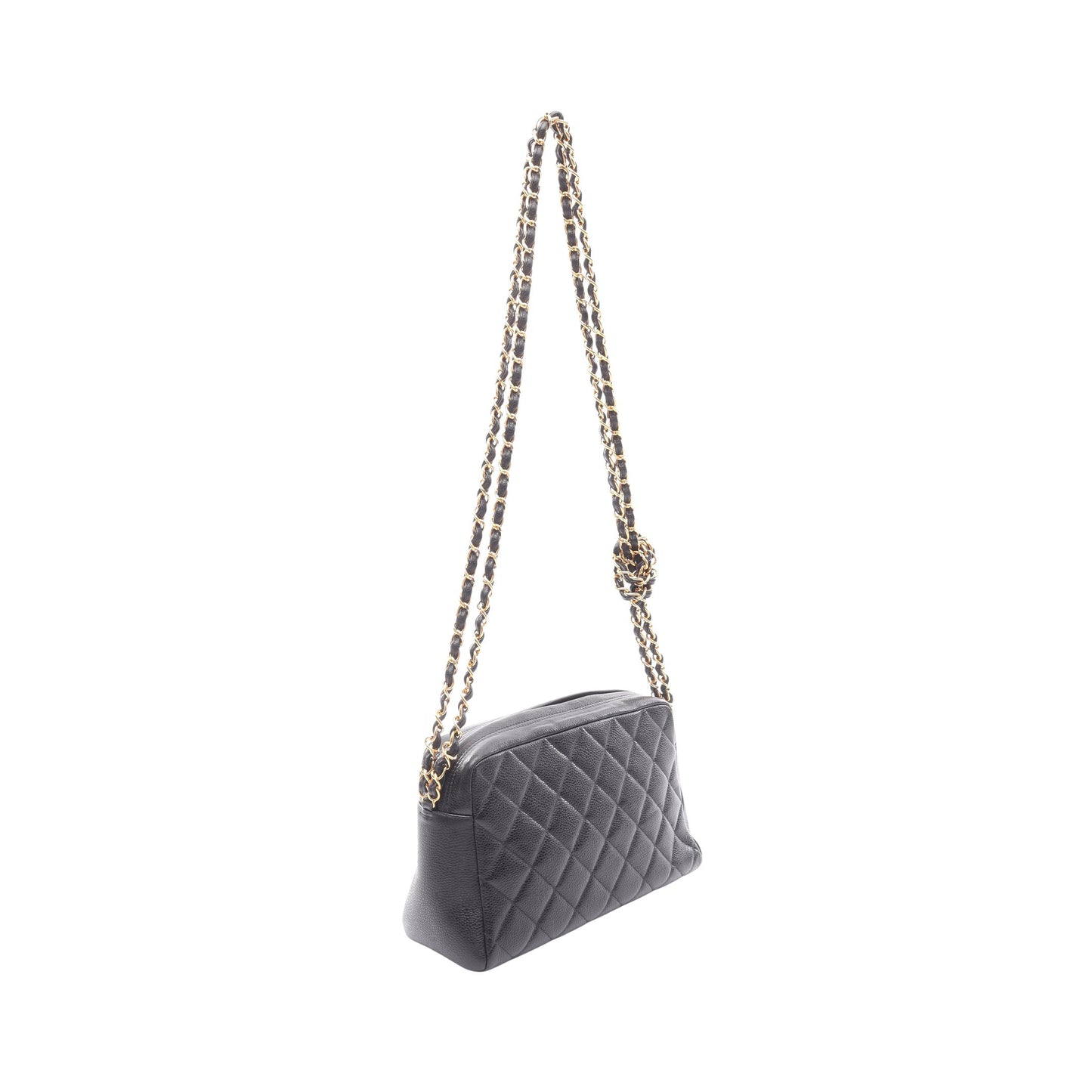 Wチェーンショルダーバッグ キャビアスキン ブラック ゴールド金具 シャネル バッグ CHANEL
