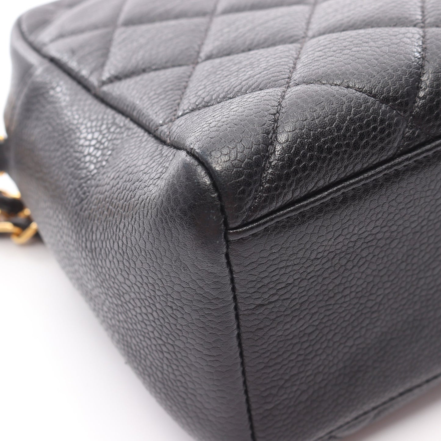 Wチェーンショルダーバッグ キャビアスキン ブラック ゴールド金具 シャネル バッグ CHANEL