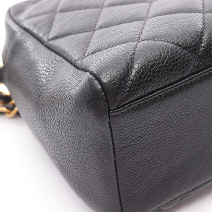 Wチェーンショルダーバッグ キャビアスキン ブラック ゴールド金具 シャネル バッグ CHANEL