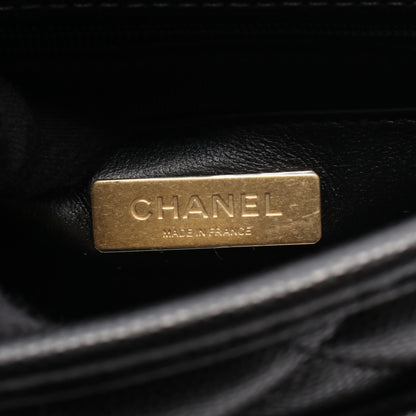 スモール トップハンドル マトラッセ チェーンショルダーバッグ キャビアスキン ブラック ゴールド金具 シャネル バッグ CHANEL