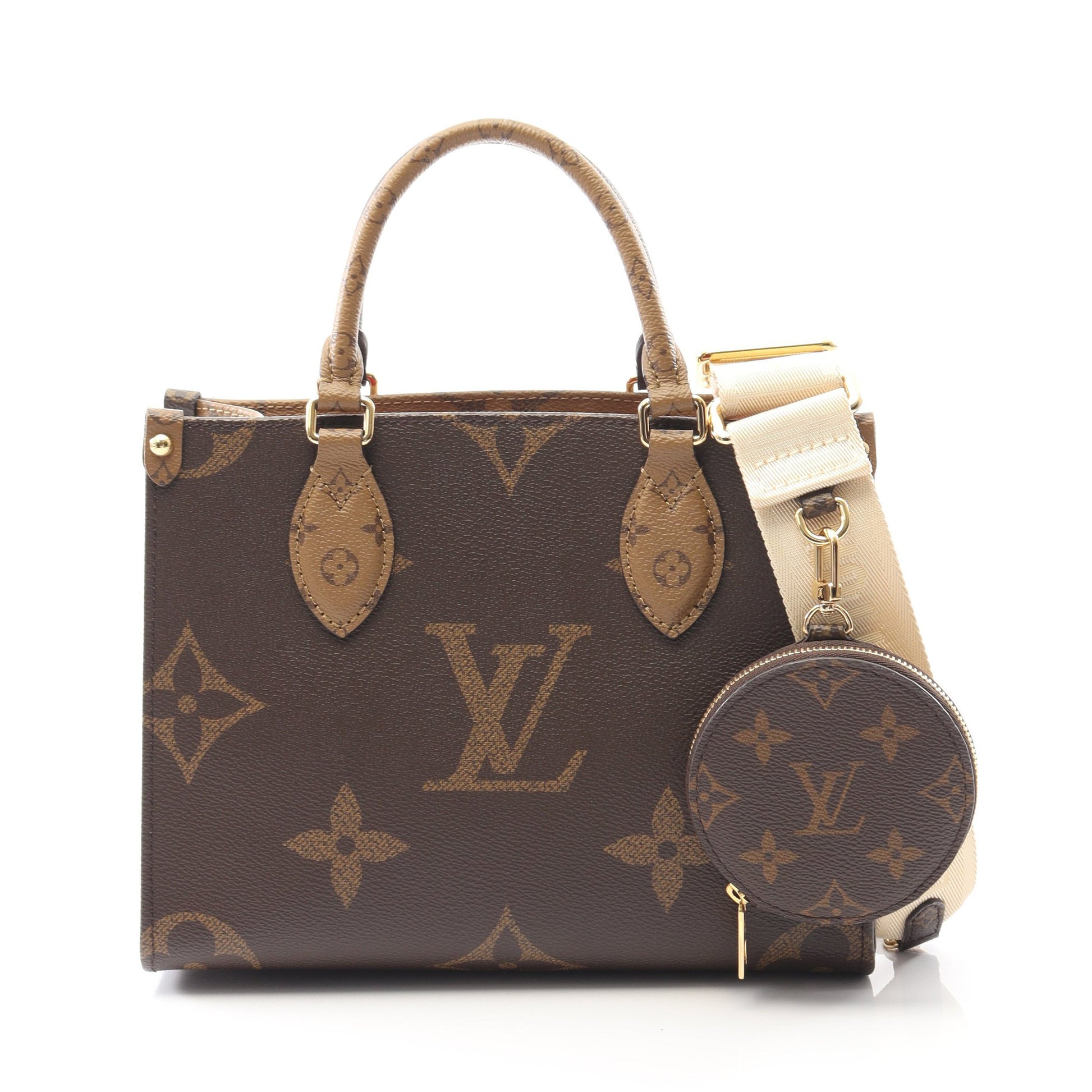 オンザゴーPM モノグラムジャイアント リバース ハンドバッグ PVC ブラウン ベージュ 2WAY ルイヴィトン バッグ LOUIS VUITTON