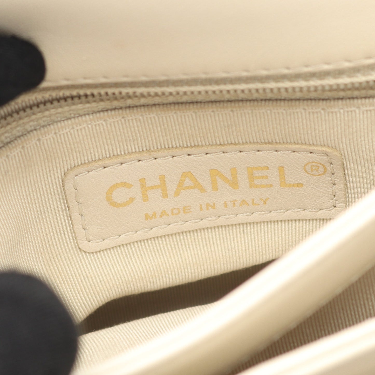 マトラッセ トップハンドル チェーンショルダーバッグ ラムスキン オフホワイト ゴールド金具 2WAY シャネル バッグ CHANEL