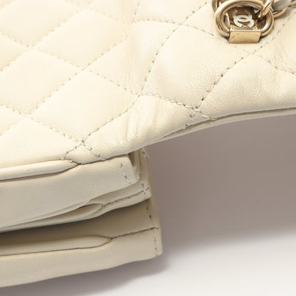 マトラッセ トップハンドル チェーンショルダーバッグ ラムスキン オフホワイト ゴールド金具 2WAY シャネル バッグ CHANEL
