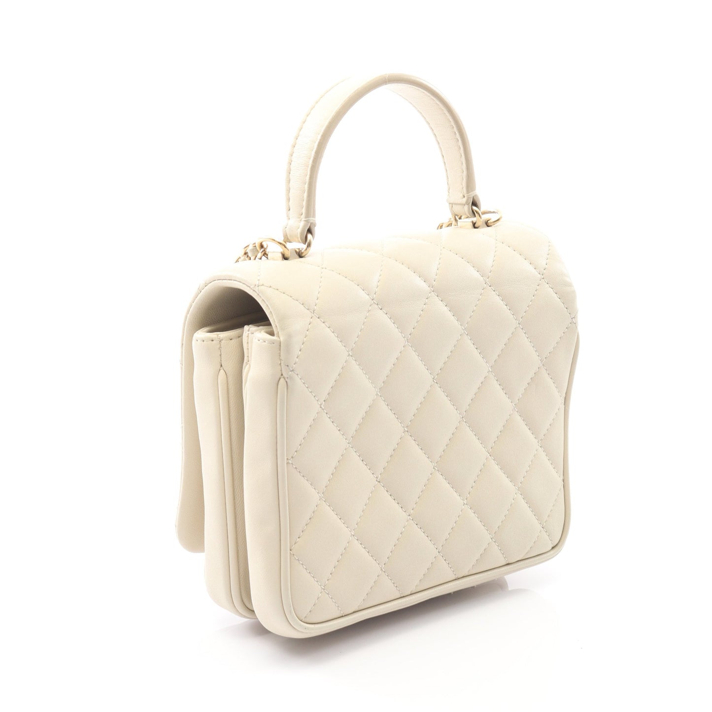 マトラッセ トップハンドル チェーンショルダーバッグ ラムスキン オフホワイト ゴールド金具 2WAY シャネル バッグ CHANEL