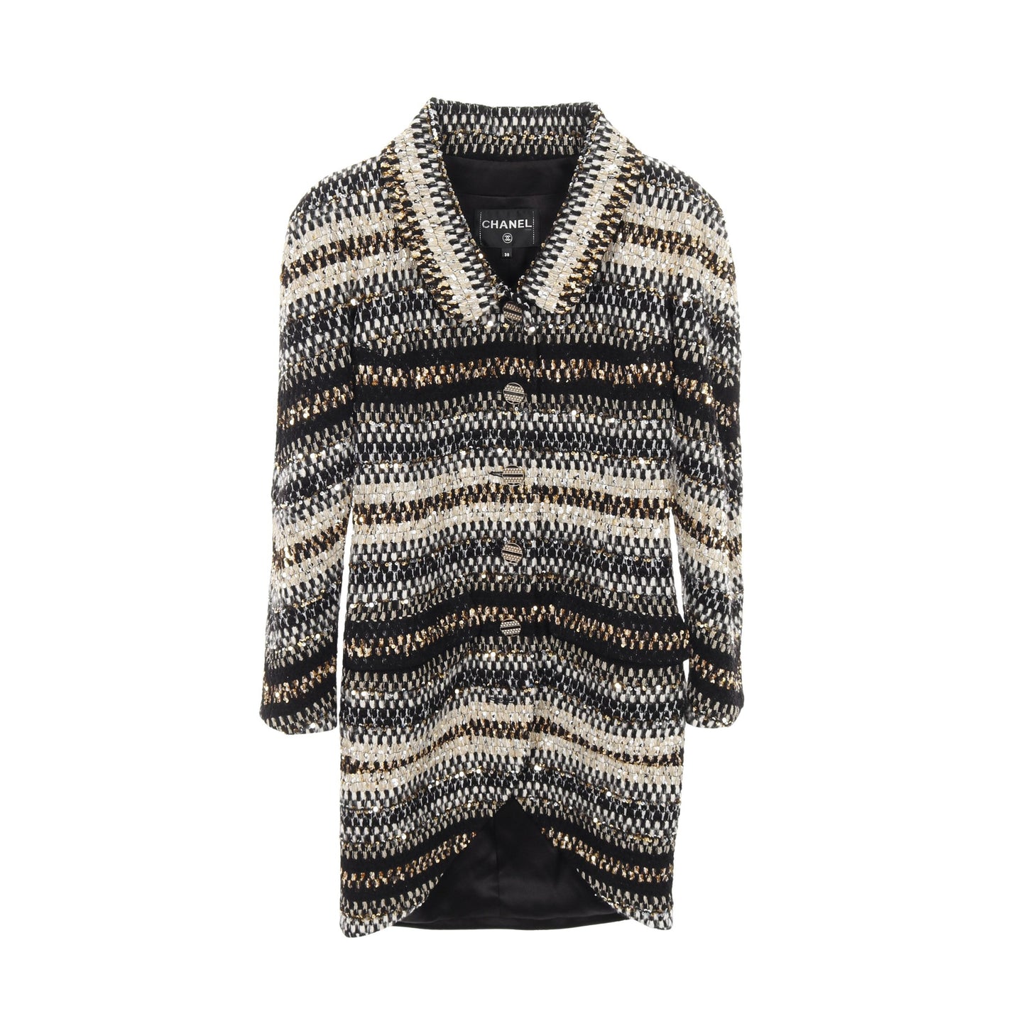 ココマークボタン ジャケット ナイロン ウール ブラック マルチカラー スパンコール シャネル アウター CHANEL