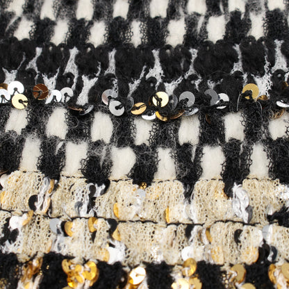 ココマークボタン ジャケット ナイロン ウール ブラック マルチカラー スパンコール シャネル アウター CHANEL