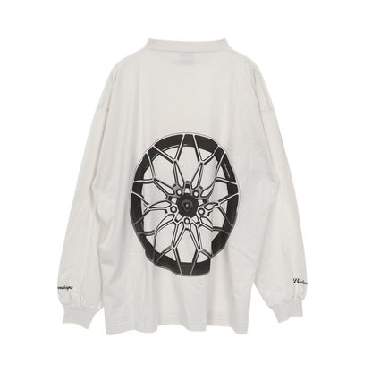 BALENCIAGA × Automobili Lamborghini Tシャツ クルーネック 長袖 コットン ライトグレー オレンジ ブラック バレンシアガ トップス BALENCIAGA
