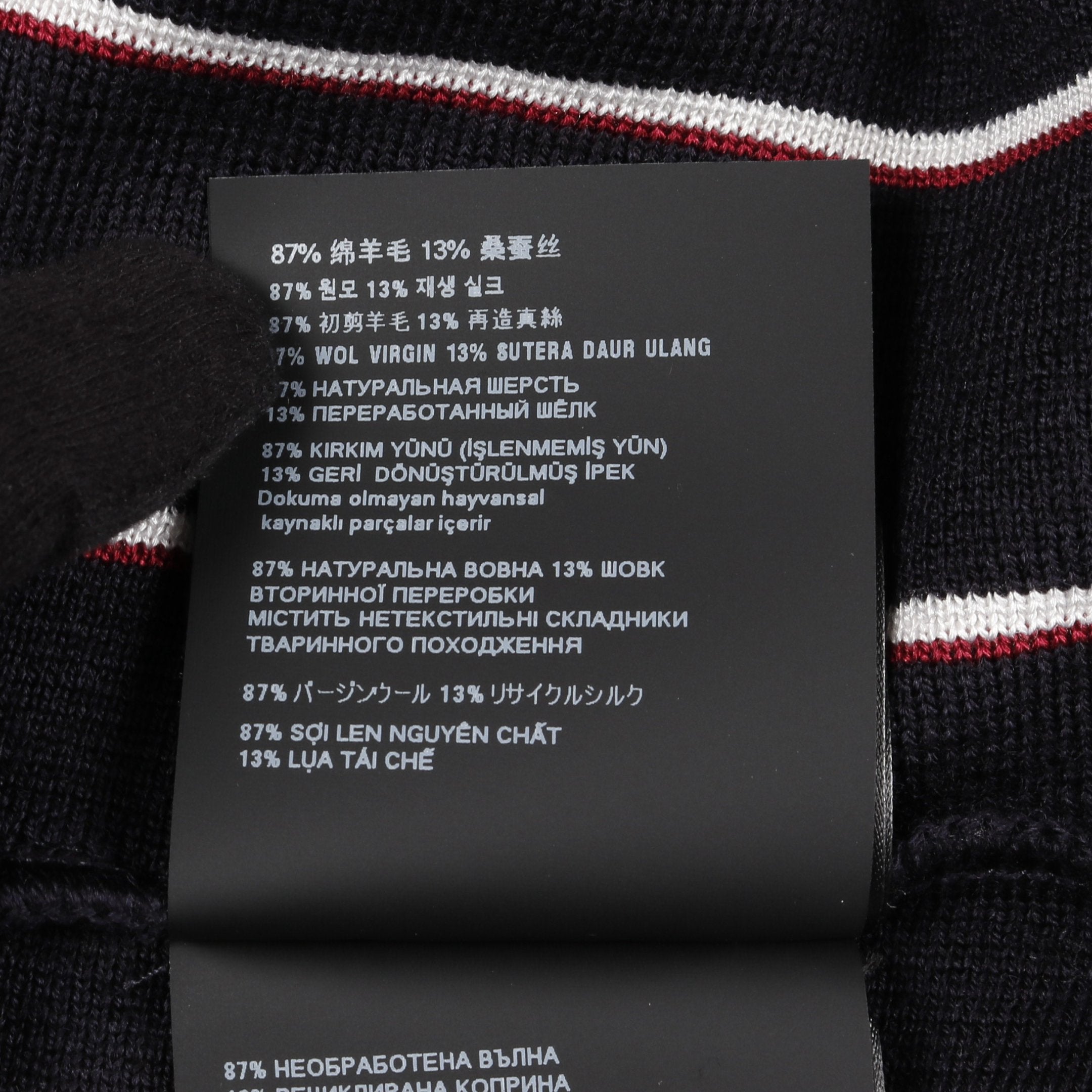 PRADA ネイビー/ホワイトストライプ Vネックセーター ホワイト/ネイビー コットン カーディガン | PRADA