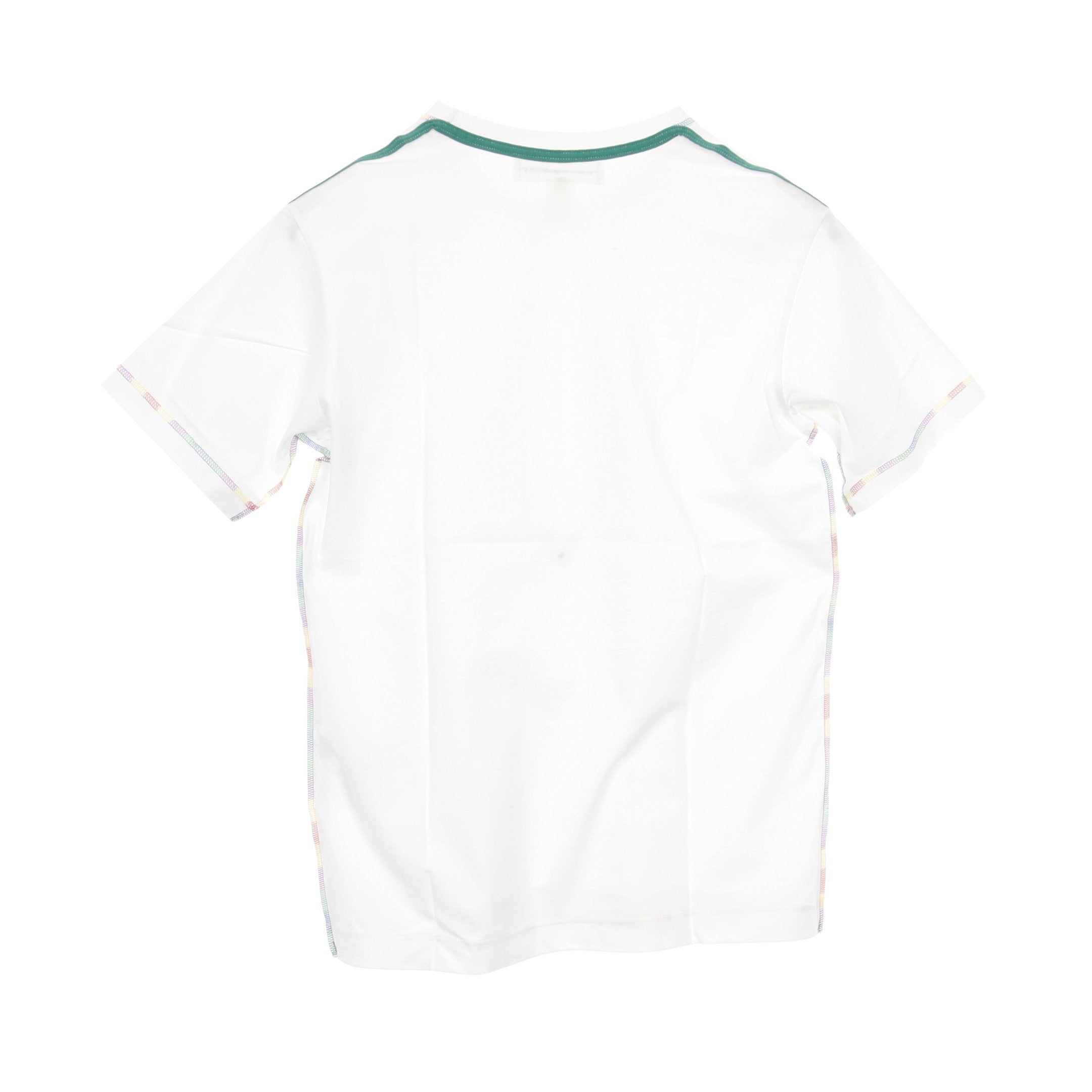 Tシャツ レインボーステッチ コットン ホワイト マルチカラー