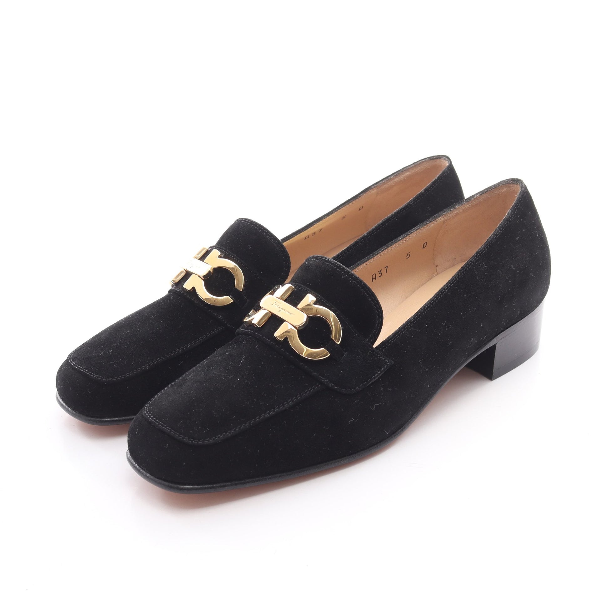 フェラガモ パンプス スエード 黒 サルヴァトーレフェラガモ パンプス  