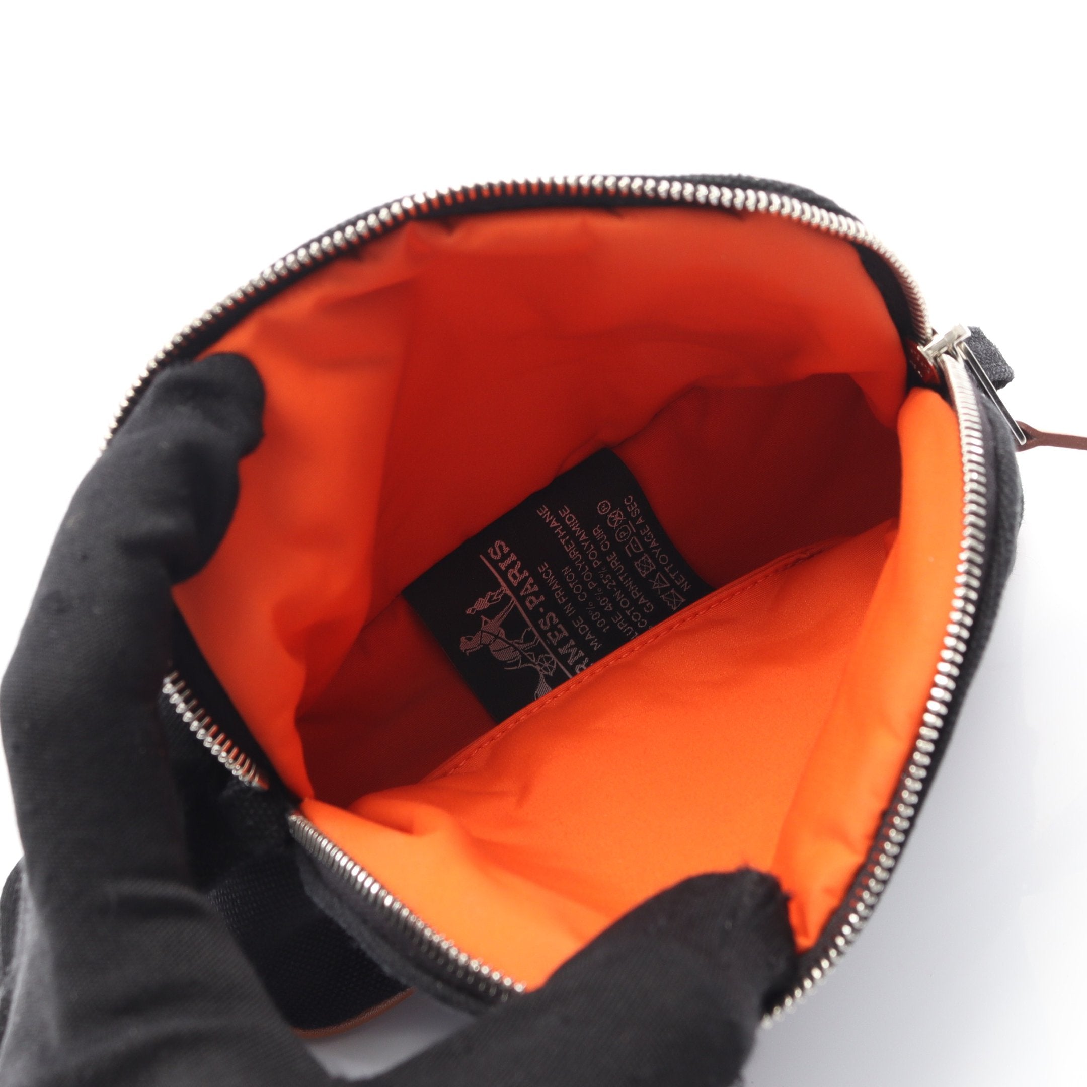 ボリードポーチ ミニミニ コスメポーチ キャンバス レザー ブラック