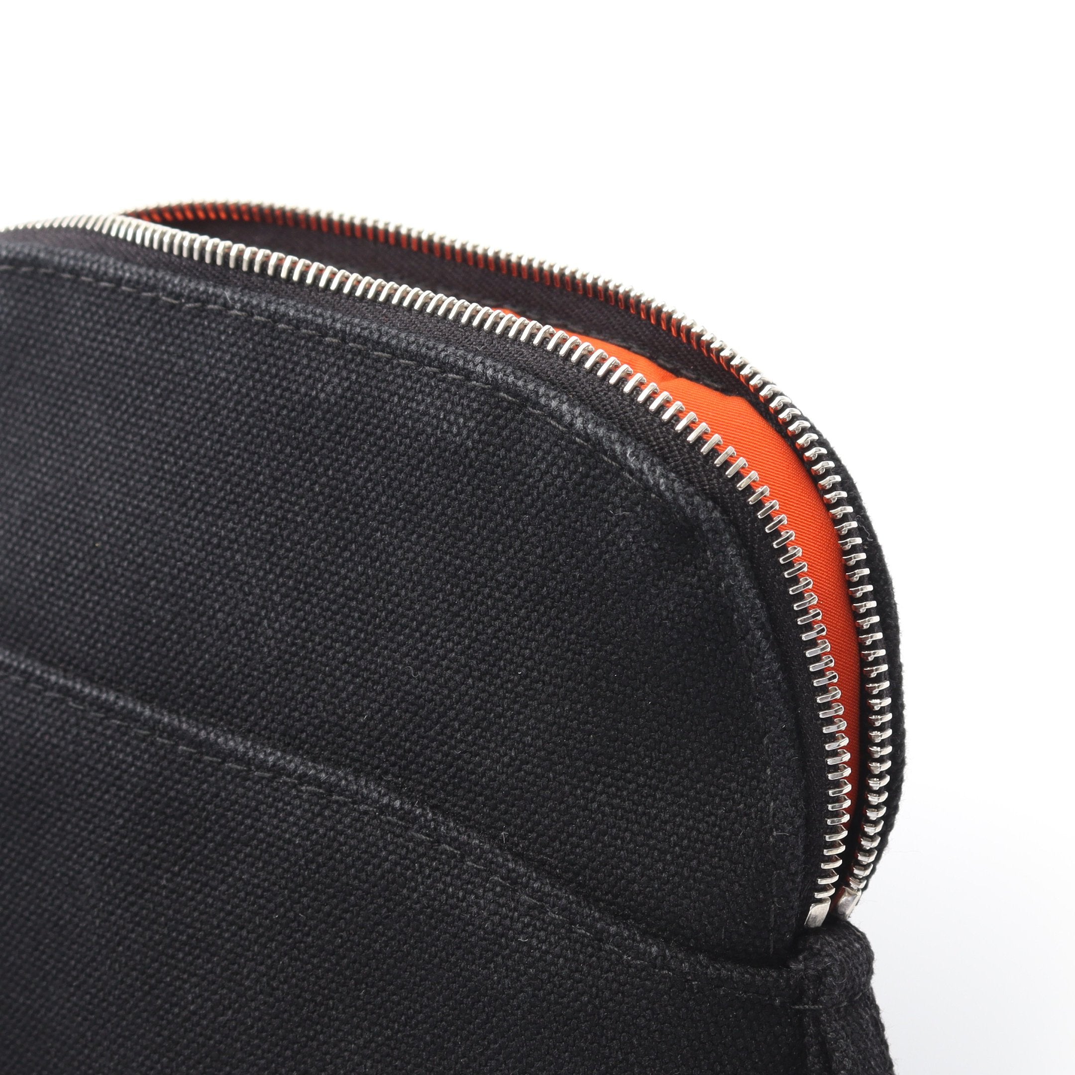 ボリードポーチ ミニミニ コスメポーチ キャンバス レザー ブラック