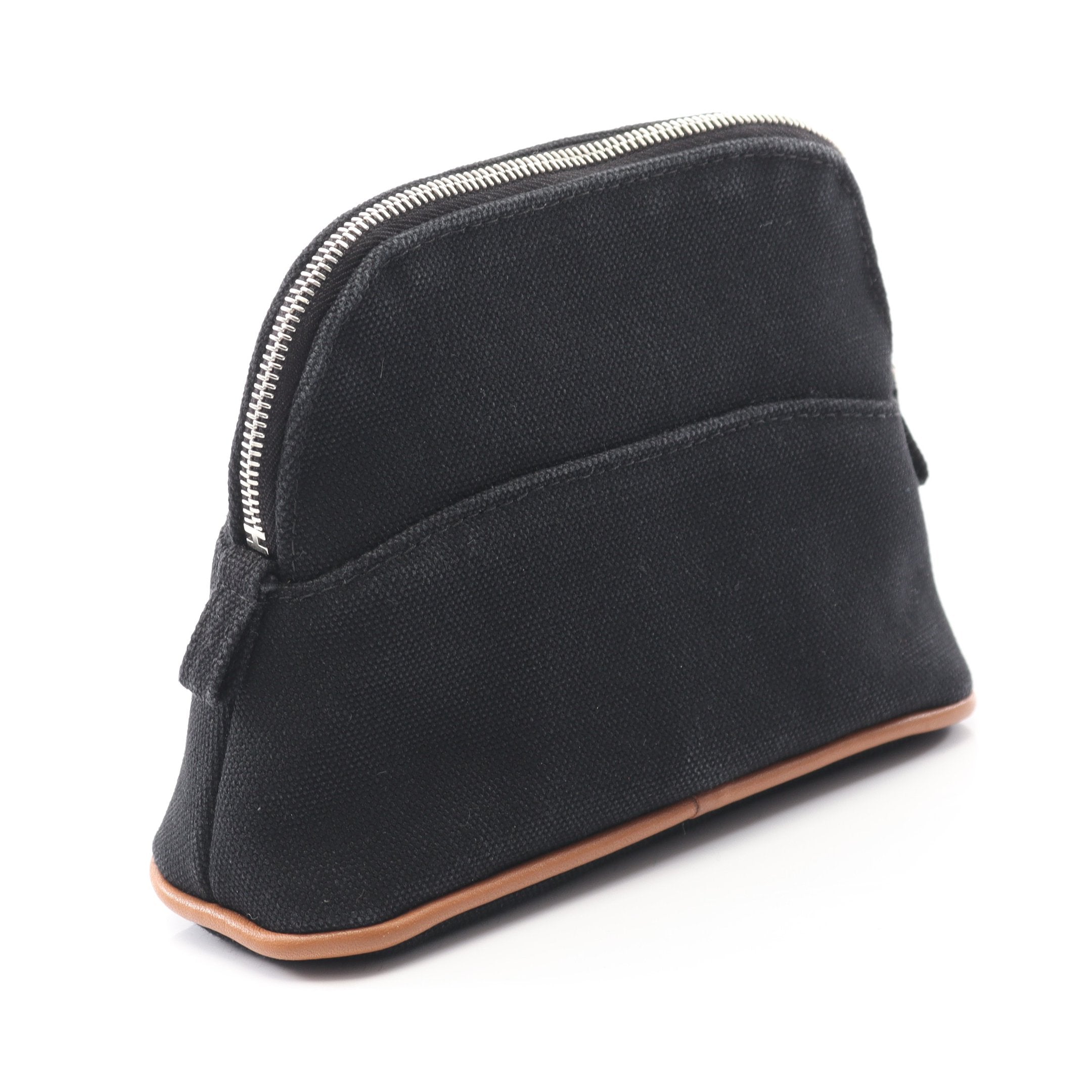 ボリードポーチ ミニミニ コスメポーチ キャンバス レザー ブラック