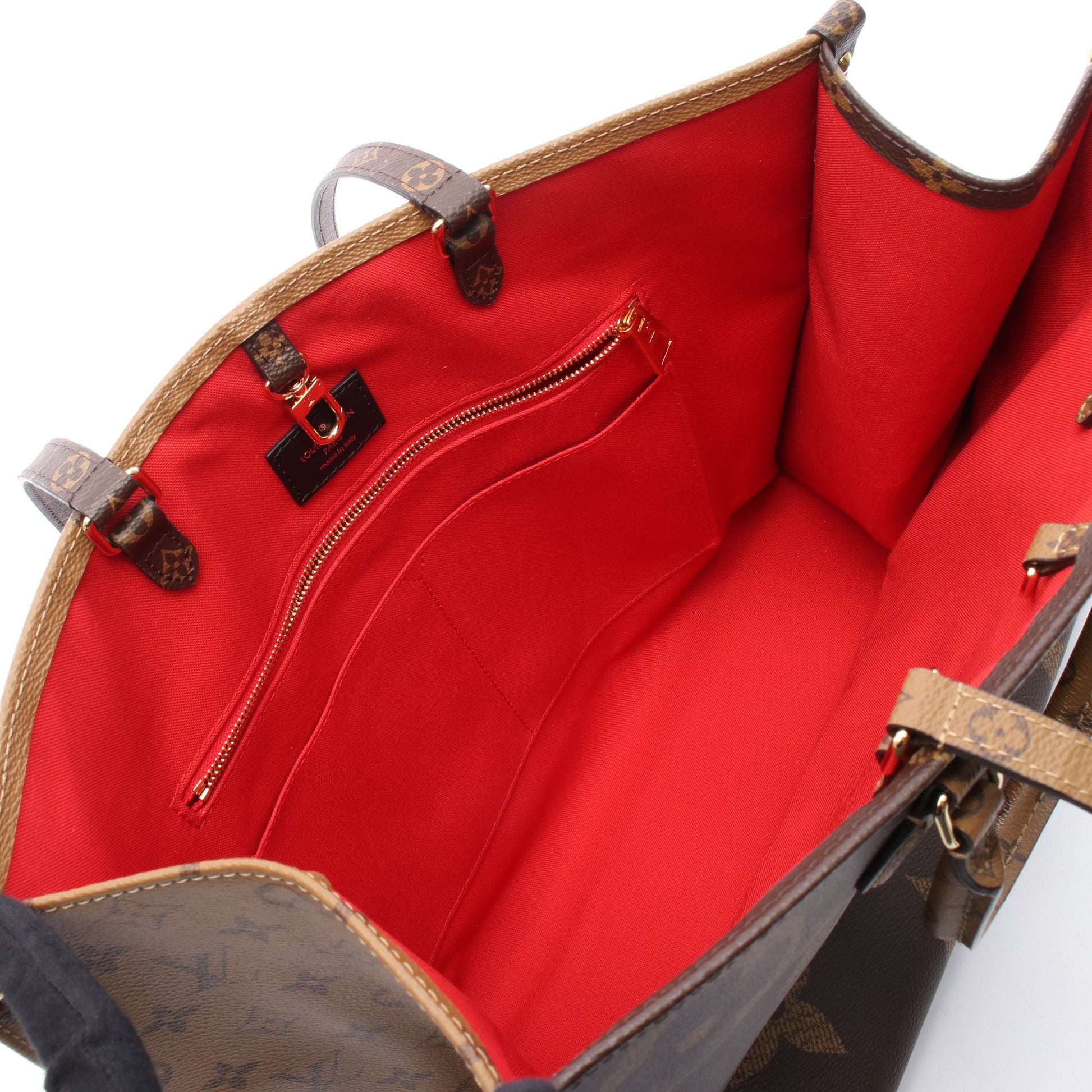 オンザゴーGM モノグラムジャイアント リバース ショルダーバッグ トートバッグ PVC ブラウン ベージュ ルイヴィトン バッグ LOUIS VUITTON