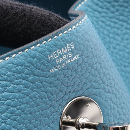 リンディ34 ブルージーン ショルダーバッグ トリヨンクレマンス ブルー シルバー金具 R刻印 エルメス バッグ HERMES