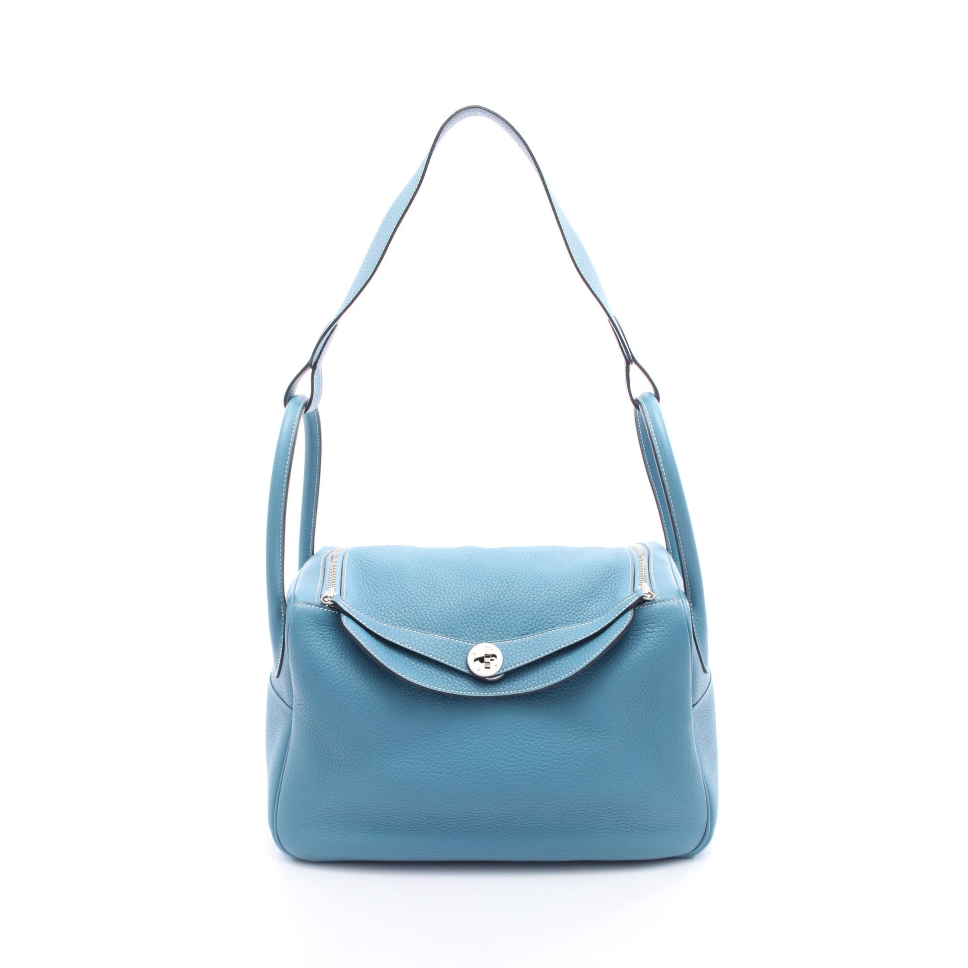 リンディ34 ブルージーン ショルダーバッグ トリヨンクレマンス ブルー シルバー金具 R刻印 エルメス バッグ HERMES