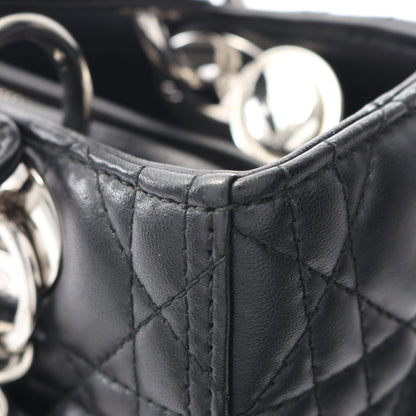LADY DIOR レディディオール カナージュ ハンドバッグ レザー ブラック 2WAY クリスチャンディオール バッグ Christian Dior