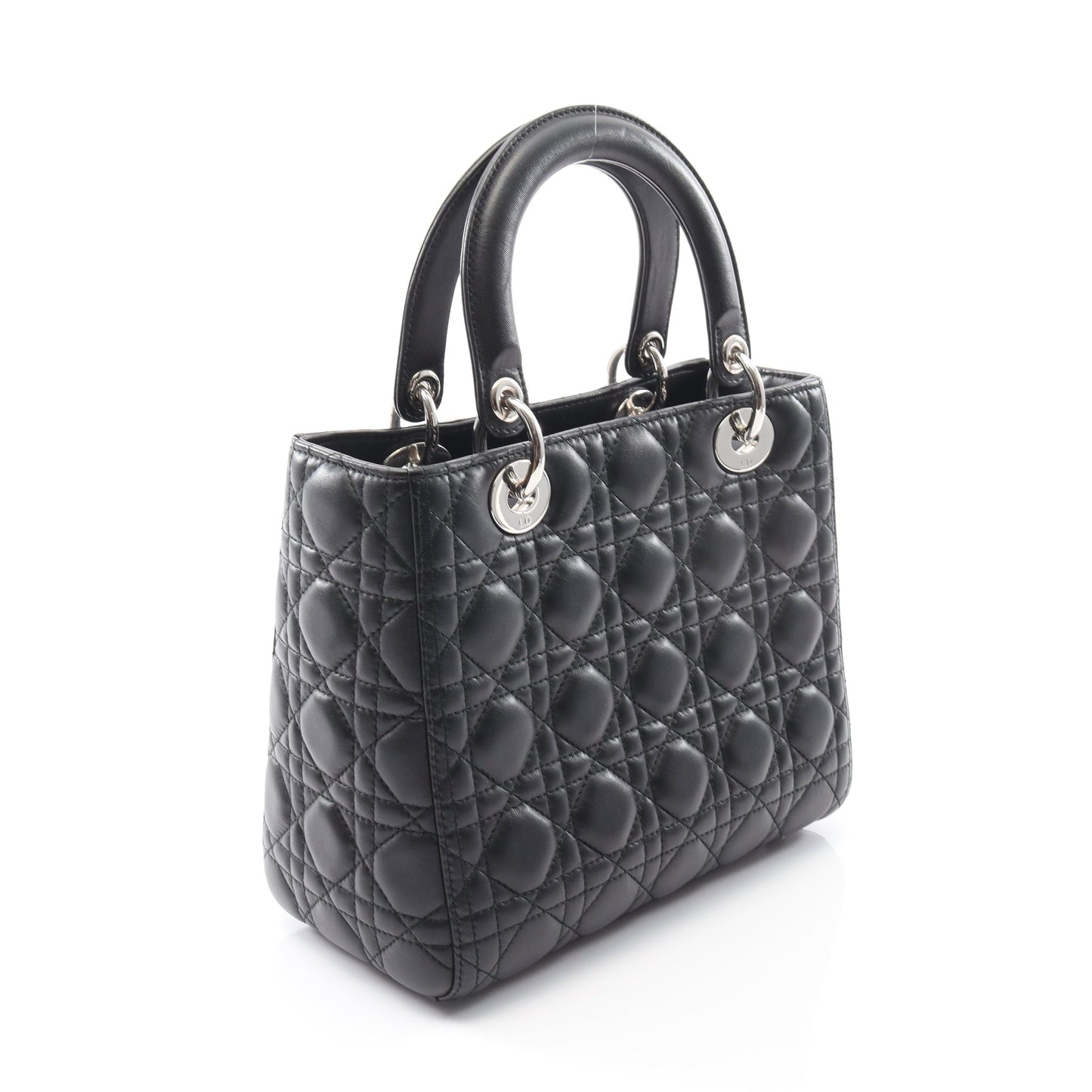 LADY DIOR レディディオール カナージュ ハンドバッグ レザー ブラック 2WAY クリスチャンディオール バッグ Christian Dior