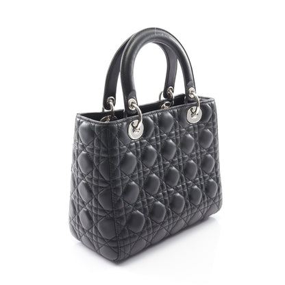 LADY DIOR レディディオール カナージュ ハンドバッグ レザー ブラック 2WAY クリスチャンディオール バッグ Christian Dior